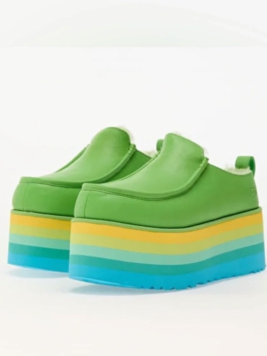 Ugg Shoes - Ugg Unisex adult Urseen platform slippers in green multi 6 7
